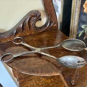 Brama| Vintage Silver Salad Tongs Made in England